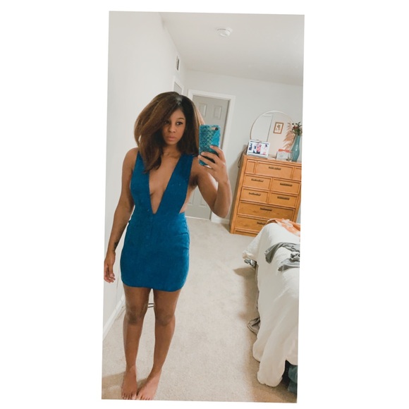 Electric Blue Pinafore Corduroy Dress. - Picture 6 of 6